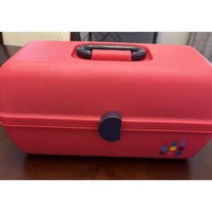 Vintage Caboodles 2632 Makeup Case Pink Purple Mirror‎ Cantilever Tray 90s Retro